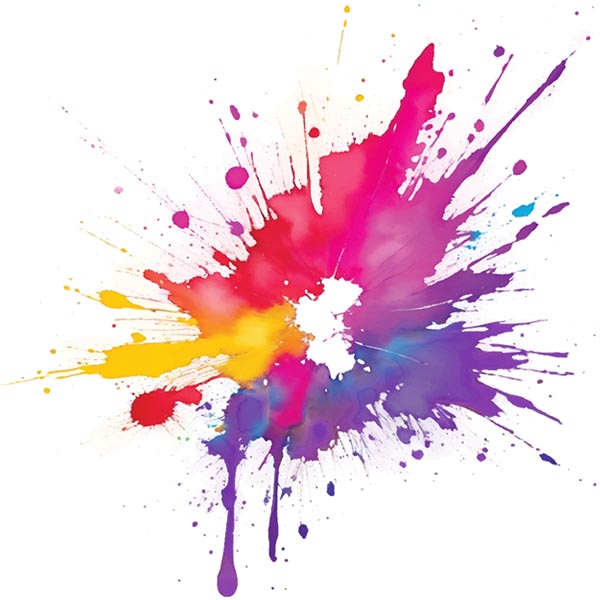Colourful paint splash on white background.
