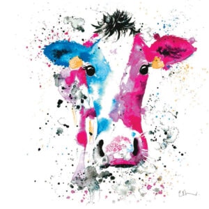 Colourful cow watercolour painting