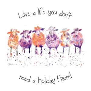 Watercolour sheep with lifestyle quote