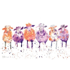 Colourful sheep painting with abstract details